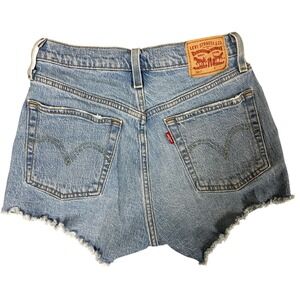 Levis 501 Original High Rise Cut Off Denim Shorts Light Wash Blue Womens 26